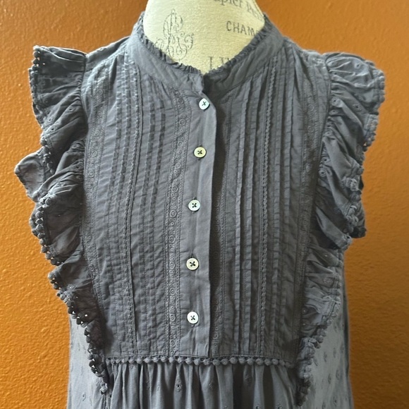 Wrap London Gray Broderie Anglaise Sleeveless Cotton Dress Size 8 EUC! - Picture 3 of 9